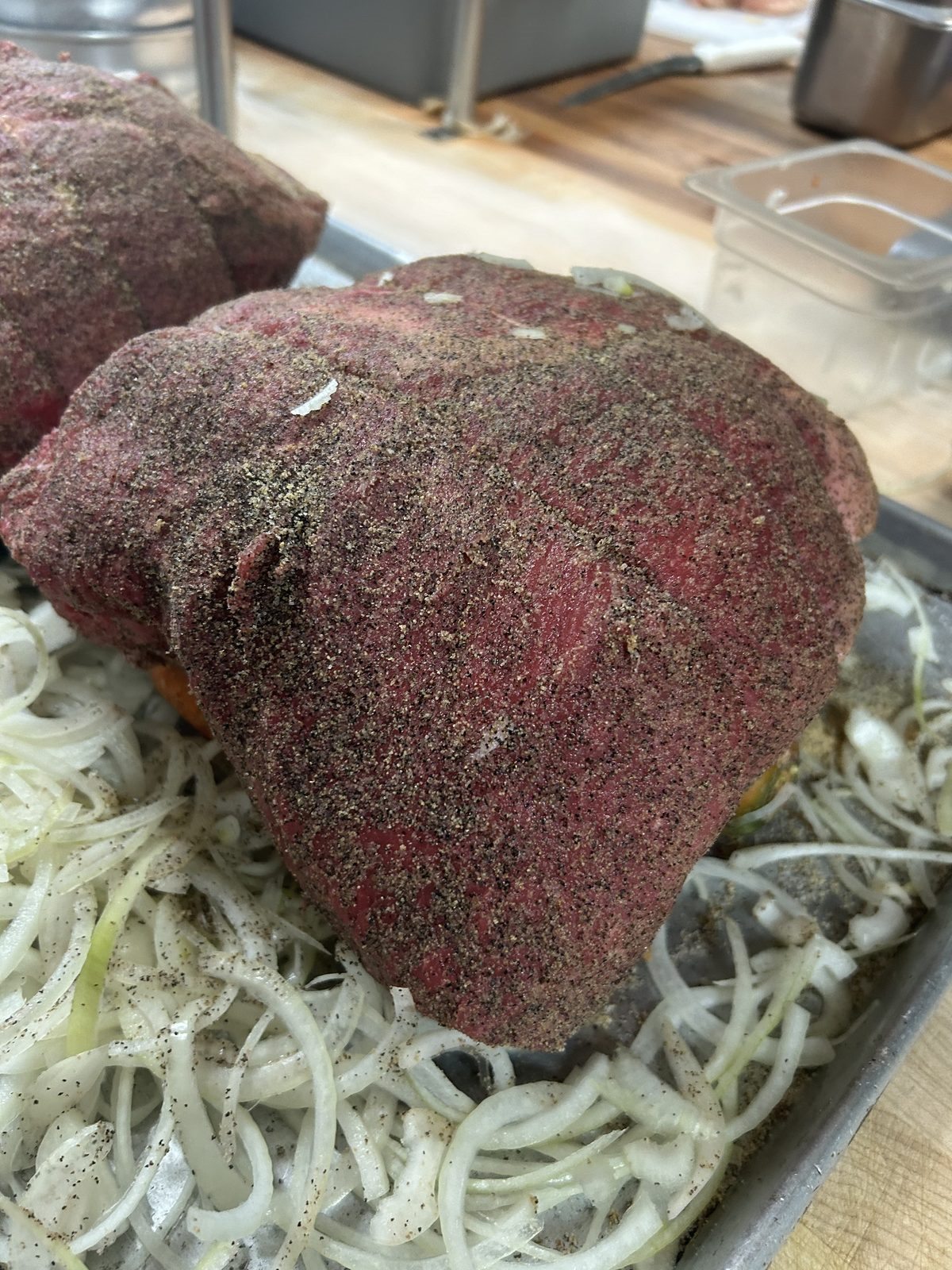 Seasoned roast beef prepared in-house